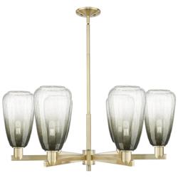 Brookhaven Almond 24"W 6-Lt Antique Brass Stem Chandelier w/ Slate Shade