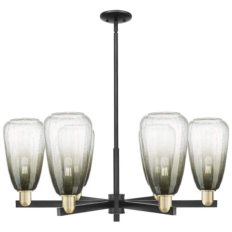 Image 1 Brookhaven Almond 24"W 6-Lt Black Brass Stem Chandelier w/ Slate Shade