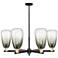 Brookhaven Almond 24"W 6-Lt Black Brass Stem Chandelier w/ Slate Shade