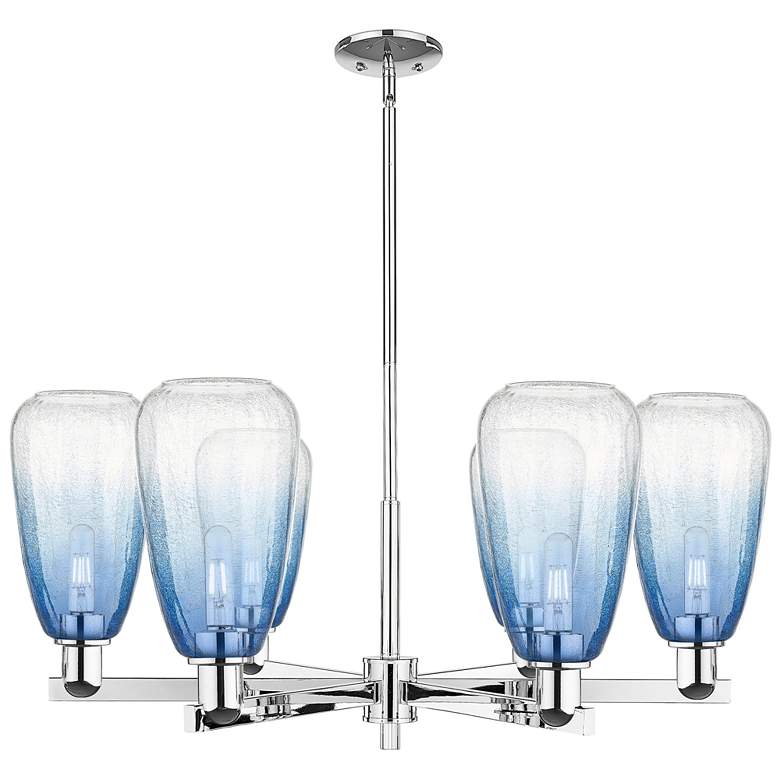 Image 1 Brookhaven Almond 24"W 6-Lt Chrome Stem Chandelier w/ Sapphire Shade