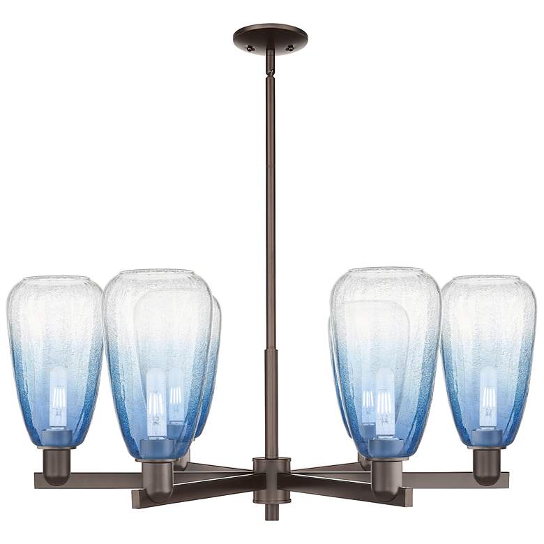 Image 1 Brookhaven Almond 24"W 6-Lt Oiled Bronze Stem Chandelier w/ Sapphire Shade