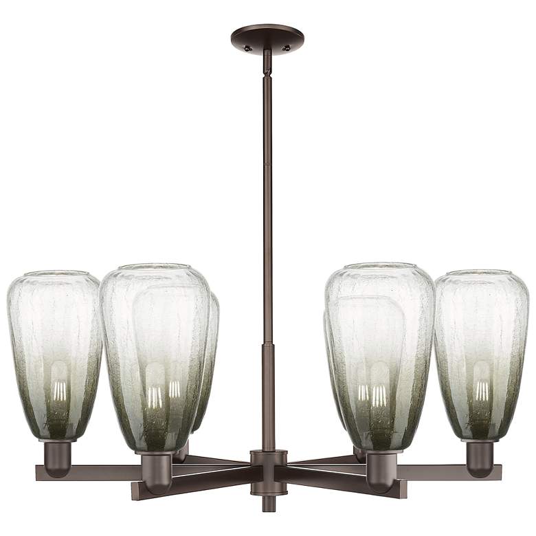 Image 1 Brookhaven Almond 24"W 6-Lt Oiled Bronze Stem Chandelier w/ Slate Shade