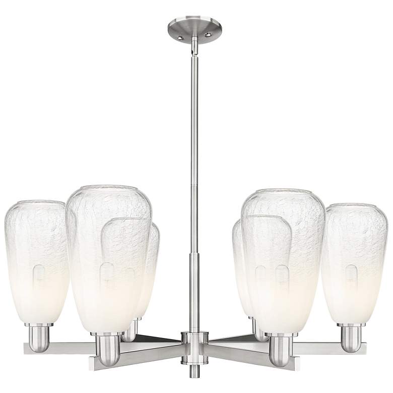 Image 1 Brookhaven Almond 24"W 6-Lt Satin Nickel Stem Chandelier w/ Opal Shade