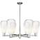 Brookhaven Almond 24"W 6-Lt Satin Nickel Stem Chandelier w/ Opal Shade