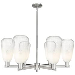 Brookhaven Almond 24"W 6-Lt Satin Nickel Stem Chandelier w/ Opal Shade
