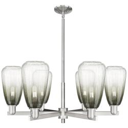 Brookhaven Almond 24"W 6-Lt Satin Nickel Stem Chandelier w/ Slate Shade