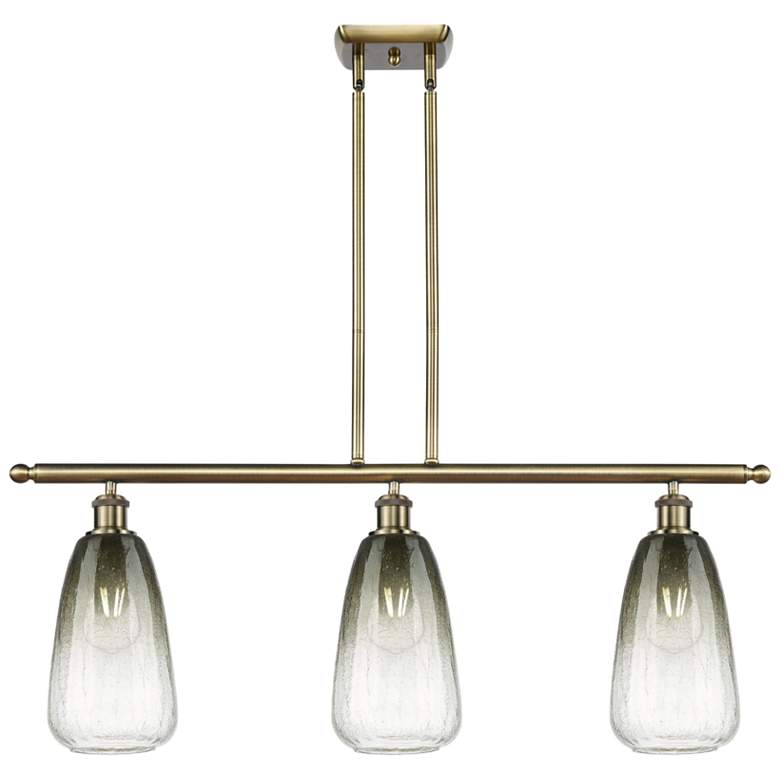 Image 1 Brookhaven Almond 36"W 3-Light Antique Brass Island Light w/ Slate Shade