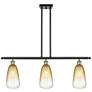 1_Brookhaven Almond 36"W 3-Light Black Brass Island Light w/ Amber Shade