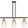 Brookhaven Almond 36"W 3-Light Black Brass Island Light w/ Amber Shade