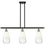 1_Brookhaven Almond 36"W 3-Light Black Brass Island Light w/ Opal Shade