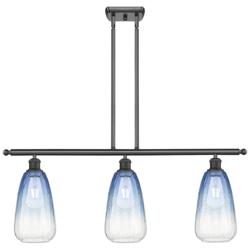 Brookhaven Almond 36"W 3-Light Bronze Island Light w/ Sapphire Shade