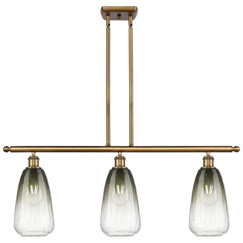 Image 1 Brookhaven Almond 36"W 3-Light Brushed Brass Island Light w/ Slate Shade