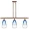 Brookhaven Almond 36"W 3-Light Copper Island Light w/ Sapphire Blue Shade