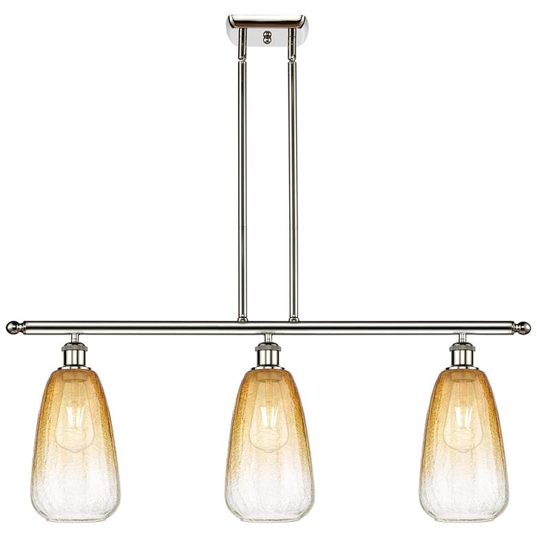 Image 1 Brookhaven Almond 36"W 3-Light Polished Nickel Island Light w/ Amber Shade