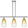 1_Brookhaven Almond 36"W 3-Light Polished Nickel Island Light w/ Amber Shade