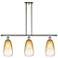 Brookhaven Almond 36"W 3-Light Polished Nickel Island Light w/ Amber Shade