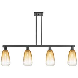 Brookhaven Almond 48"W 4 Light Black Stem Island Light w/ Amber Shade