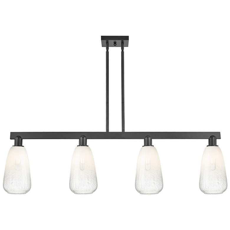 Image 1 Brookhaven Almond 48"W 4 Light Black Stem Island Light w/ Opal Shade