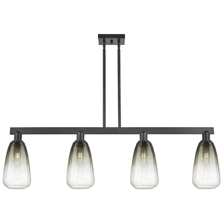 Image 1 Brookhaven Almond 48"W 4 Light Black Stem Island Light w/ Slate Shade