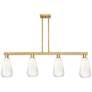 Brookhaven Almond 48"W 4 Light Brass Stem Island Light w/ Opal Shade