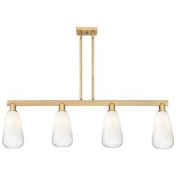 Brookhaven Almond 48"W 4 Light Brass Stem Island Light w/ Opal Shade