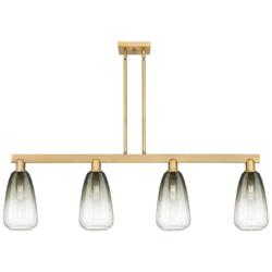 Brookhaven Almond 48"W 4 Light Brass Stem Island Light w/ Slate Shade