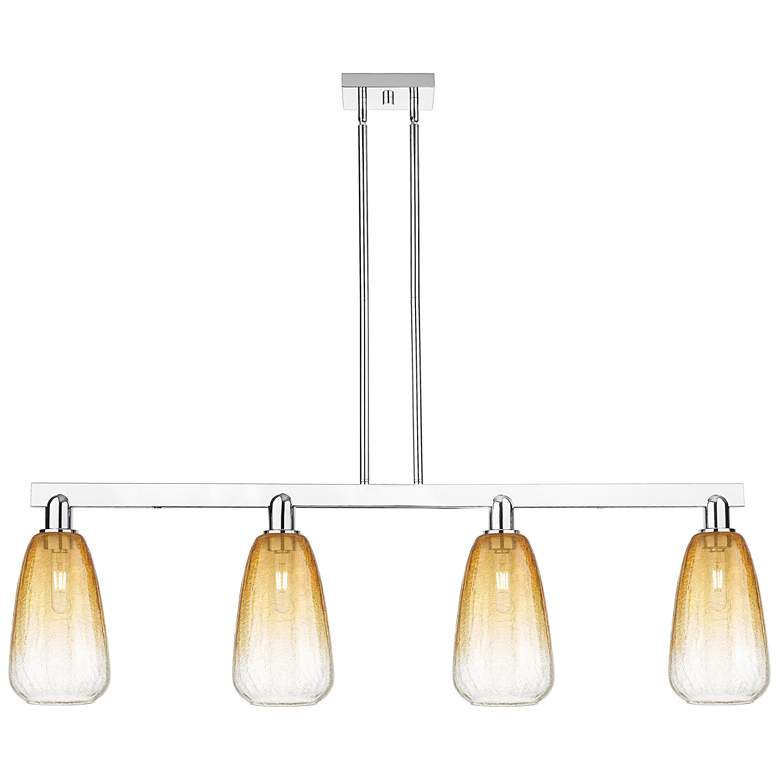 Image 1 Brookhaven Almond 48"W 4 Light Chrome Stem Island Light w/ Amber Shade