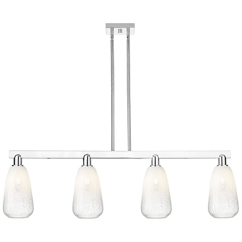 Image 1 Brookhaven Almond 48"W 4 Light Chrome Stem Island Light With Opal Shade