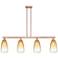 Brookhaven Almond 48"W 4 Light Copper Stem Island Light w/ Amber Shade