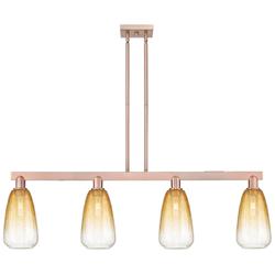 Brookhaven Almond 48"W 4 Light Copper Stem Island Light w/ Amber Shade