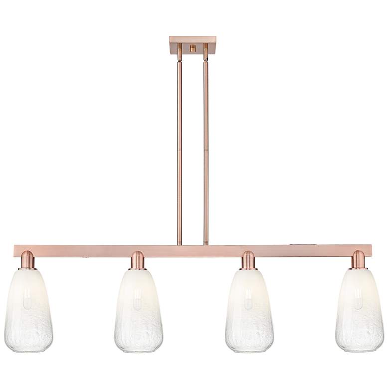 Image 1 Brookhaven Almond 48"W 4 Light Copper Stem Island Light With Opal Shade