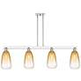 Brookhaven Almond 48"W 4 Light Nickel Stem Island Light w/ Amber Shade