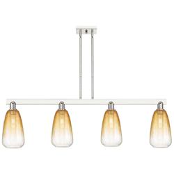 Brookhaven Almond 48"W 4 Light Nickel Stem Island Light w/ Amber Shade