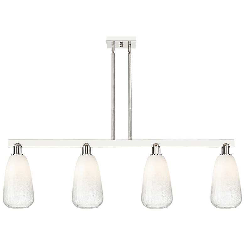 Image 1 Brookhaven Almond 48"W 4 Light Nickel Stem Island Light w/ Opal Shade