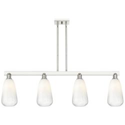 Brookhaven Almond 48"W 4 Light Nickel Stem Island Light w/ Opal Shade