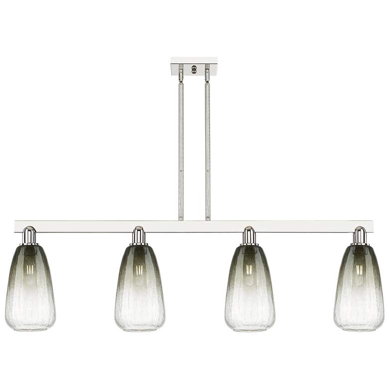 Image 1 Brookhaven Almond 48"W 4 Light Nickel Stem Island Light w/ Slate Shade