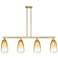 Brookhaven Almond 48"W 4-Lt Antique Brass Stem Island-Lt w/ Amber Shade