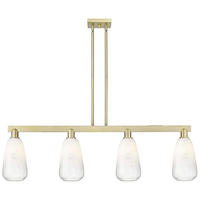 Image 1 Brookhaven Almond 48"W 4-Lt Antique Brass Stem Island-Lt w/ Opal Shade