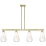Brookhaven Almond 48"W 4-Lt Antique Brass Stem Island-Lt w/ Opal Shade