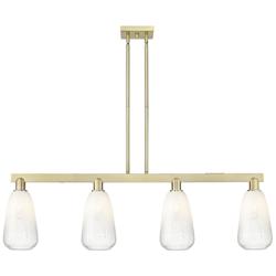 Brookhaven Almond 48"W 4-Lt Antique Brass Stem Island-Lt w/ Opal Shade