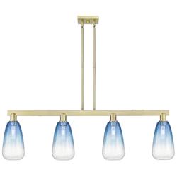 Brookhaven Almond 48"W 4-Lt Antique Brass Stem Island-Lt w/ Sapphire Shade