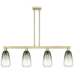 Brookhaven Almond 48"W 4-Lt Antique Brass Stem Island-Lt w/ Slate Shade