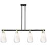 Brookhaven Almond 48"W 4-Lt Black Brass Stem Island-Lt w/ Opal Shade