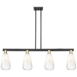 Brookhaven Almond 48"W 4-Lt Black Brass Stem Island-Lt w/ Opal Shade