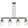 Brookhaven Almond 48"W 4-Lt Black Brass Stem Island-Lt w/ Slate Shade