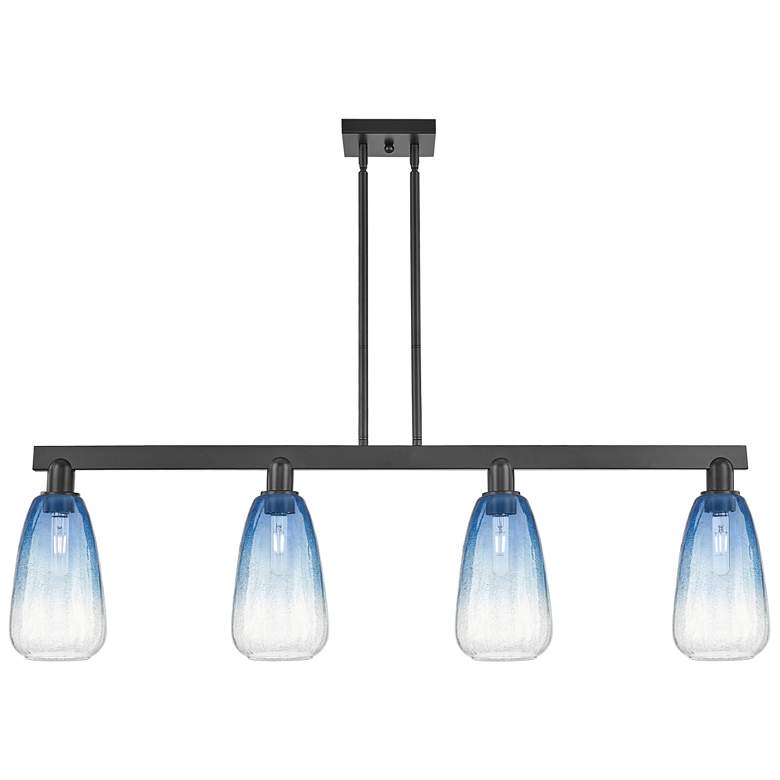 Image 1 Brookhaven Almond 48"W 4-Lt Black Stem Island-Lt w/ Sapphire Shade