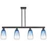 Brookhaven Almond 48"W 4-Lt Black Stem Island-Lt w/ Sapphire Shade