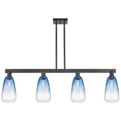 Brookhaven Almond 48"W 4-Lt Black Stem Island-Lt w/ Sapphire Shade