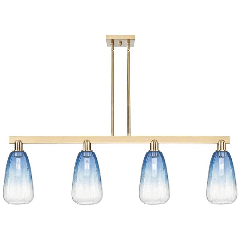 Image 1 Brookhaven Almond 48"W 4-Lt Champagne Stem Island-Lt w/ Clear Shade