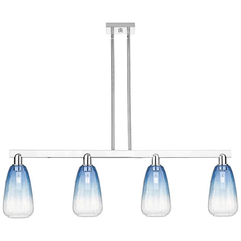 Image 1 Brookhaven Almond 48"W 4-Lt Chrome Stem Island-Lt w/ Sapphire Shade